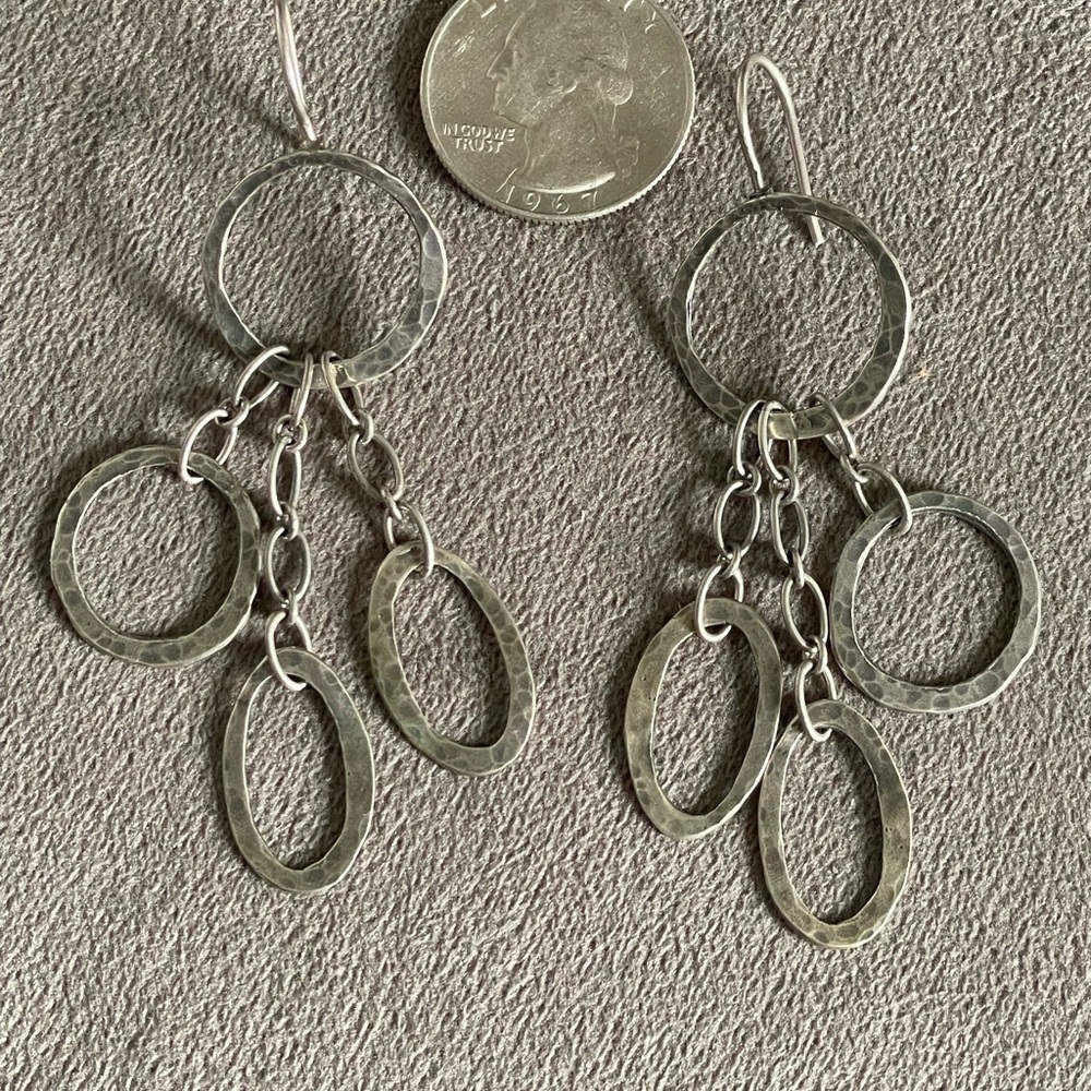 Silpada 925 Sterling Silver Dangle Hammered Hoop Chandelier Earrings